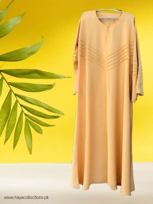 Peach Pleated Abaya with Soft Pleats Detail