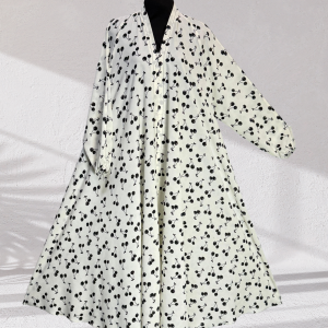 Cherry Print Button-Front Abaya