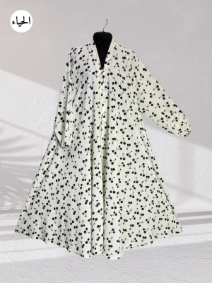 Cherry Print Button-Front Abaya