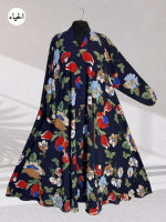 Bold Botanical Button-Front Abaya
