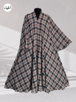 Classic Plaid Button-Front Abaya