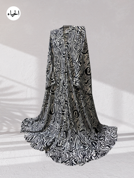 Zebra Swirl Printed Maxi Abaya