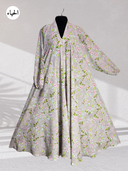 Lavender Meadow Printed Abaya