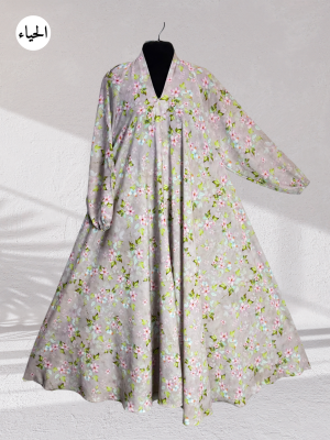 Lavender Meadow Printed Abaya