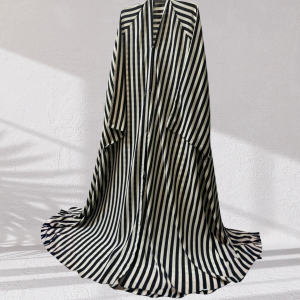 Elegant Vertical Striped A-Line Maxi Abaya