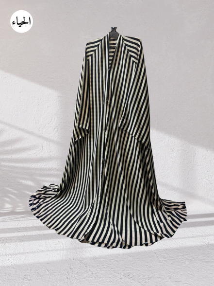 Elegant Vertical Striped A-Line Maxi Abaya