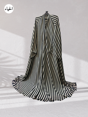 Elegant Vertical Striped A-Line Maxi Abaya