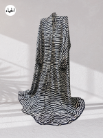 Geometric Broken Stripe Front Open Maxi Abaya