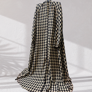 Geometric Diamond Front Open A-Line Abaya