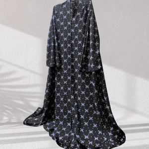Bow Tie Embroidered Front Open Ebony Luxe Abaya