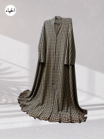 Checkered Front Open Long Abaya