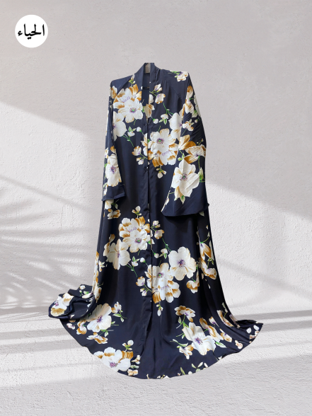 Satin Floral Wrap Abaya