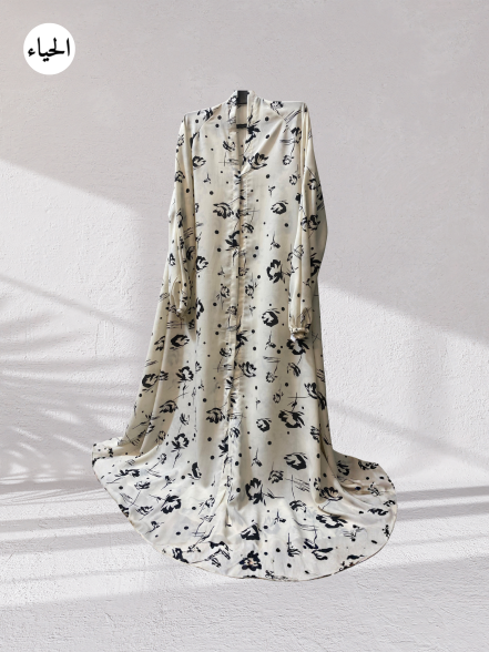 Monochrome Sketch Floral Abaya
