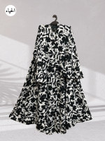 Monochrome Bold Floral Abaya