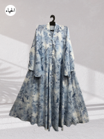 Blue Toile Front Open Abaya
