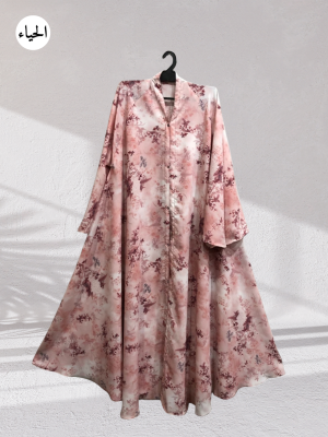 Blush Toile Front Open Abaya