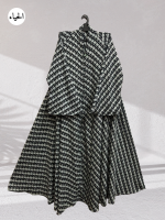 Floral Checkerboard Front Open Abaya