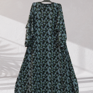 Blue Daisy Front Open Abaya