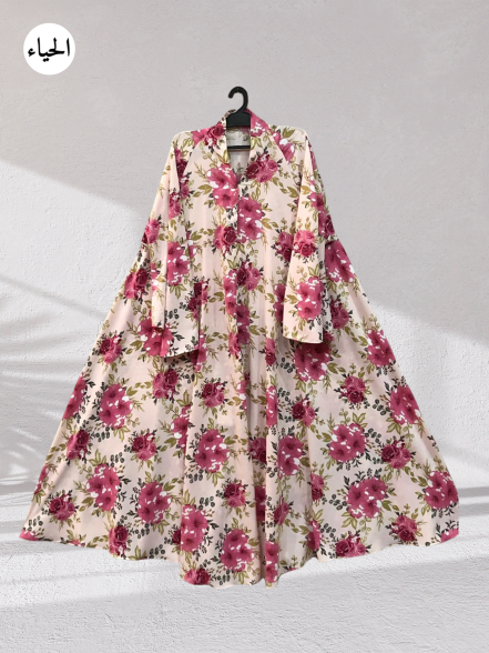 Rose Garden Button-Front Abaya