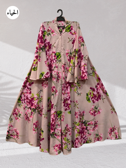 Wild Rose Garden Button-Front Abaya