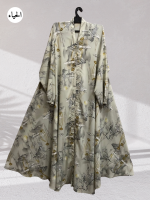 Traditional Zen Scenery Button-Front Abaya
